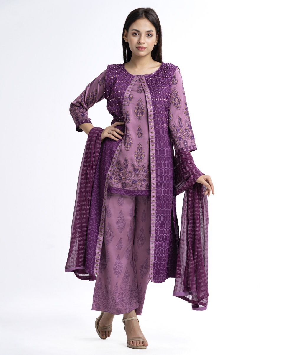 Purple Shrug Style Salwar Kameez