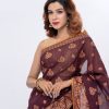 Wine Red Half Silk Saree