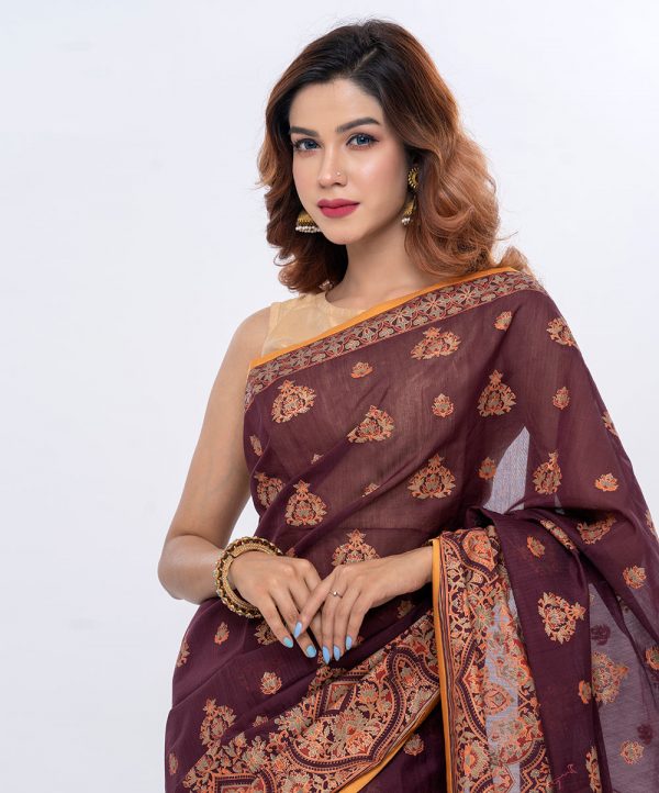 Wine Red Half Silk Saree