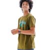 Green short-sleeved T-Shirt in Cotton single jersey fabric. Designed with a crew neck, short sleeves, and print on the chest.