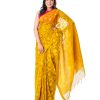 Mustard yellow tant Cotton Saree with matching borders. Designed with all-over thread work.