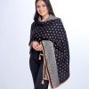 Black all-over printed Shawl in Cotton viscose fabric. Embellished with all-over matching borders and tassels.