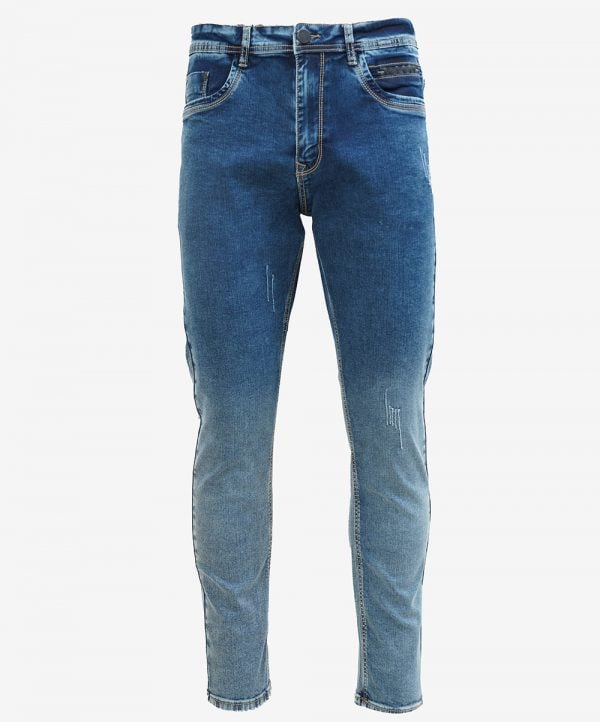 Men's jeans in cotton spandex denim fabric. Five pockets, button fastening on the front and zipper fly.