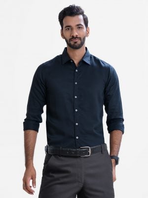 Black Cotton Long Sleeve Business Formal Shirt