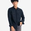 Black Cotton Long Sleeve Casual Shirt