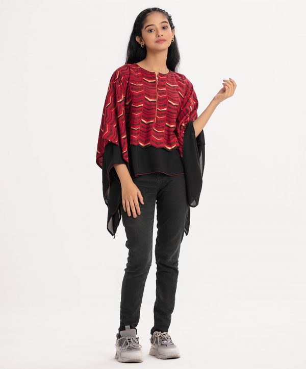 Red Georgette Layered Tunic