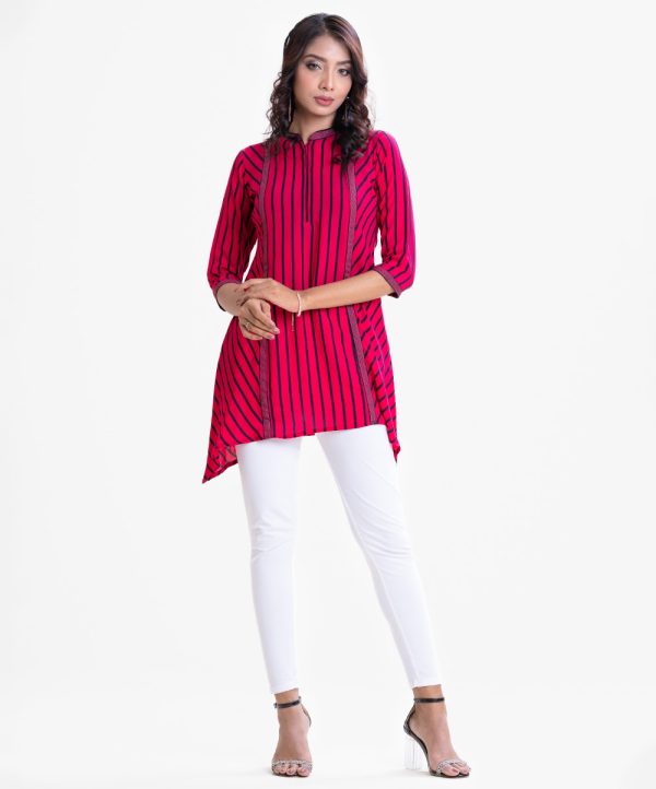 Maroon Georgette Elongated Hem Tunic