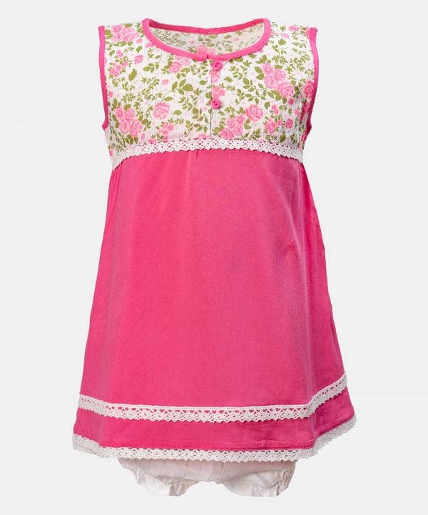 Pink Cotton Newborns Frock