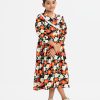 Multi-color Georgette A-Line Frock