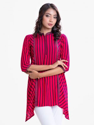 Maroon Georgette Elongated Hem Tunic