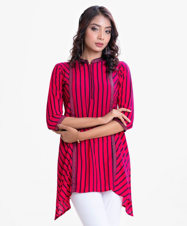 Maroon Georgette Elongated Hem Tunic