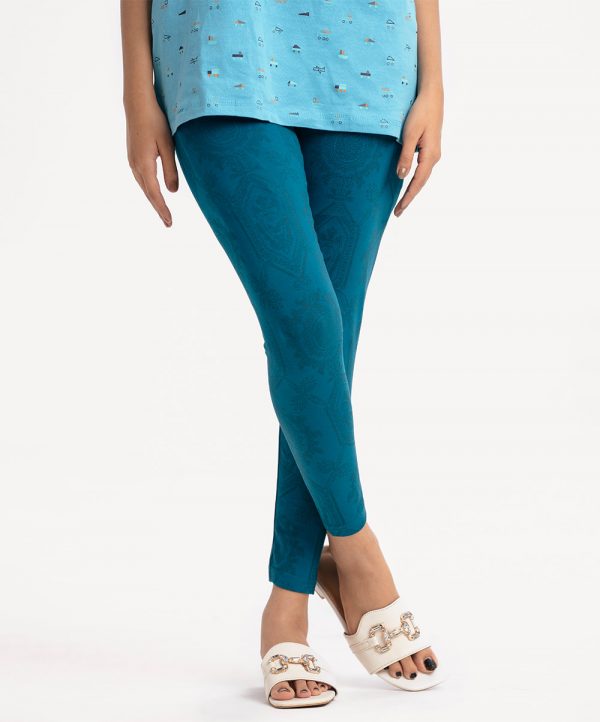 Teal Blue Cotton Knit Leggings