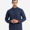 Men's slim fitted panjabi in cotton fabric. Mandarin collar with line stitching work and inseam pockets.