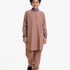 Kid boy's kabli set in viscose fabric. Mandarin collar with metal button placket with two pockets kabli suit and pajama set.