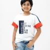 Kid boys t-shirt in cotton single jersey fabric. Crew neck, short sleeves and typography print at front.