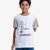 Kid boys t-shirt in cotton single jersey fabric. Round neck, short sleeves. Motivational typography print at front.