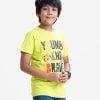 Kid boys t-shirt in cotton single jersey fabric. Crew neck, short sleeves. Typographic print on the chest.