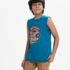 Kid boys sleeveless t-shirt in cotton single jersey fabric. Crew neck and print on the chest.