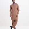 Men's kabli Panjabi set in viscose fabric. Mandarin collar with metal buttons placket with two pockets kabli suit and pajama set.