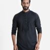 Men's premium panjabi in blended cotton fabric. Mandarin collar with metal buttons placket. Karchupi at front.