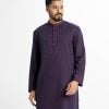 Men's premium fitted panjabi in jacquard fabric. Mandarin collar, inseam pockets and karchupi at the front.