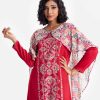 Women's floral printed abaya style cape in georgette fabric. Round neck with karchupi at the front.