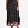 Women's printed casual skirt in viscose fabric. Detail karchupi work on hemline.