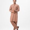 Men's kabli set in viscose fabric. Mandarin collar with hidden button placket. Two chest pockets kabli suit and pajama.