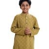 Kid boys ethnic printed panjabi in viscose fabric. Mandarin collar with metal button placket and inseam pockets.