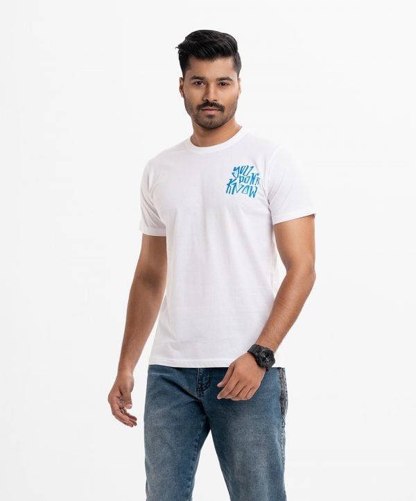 Men's t-shirt in cotton single jersey fabric. Crew neck, short sleeves. Print on the chest.