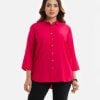 Ladies' printed shirt in viscose fabric. Classic collar, three-quarter sleeves and button fastening at the front.
