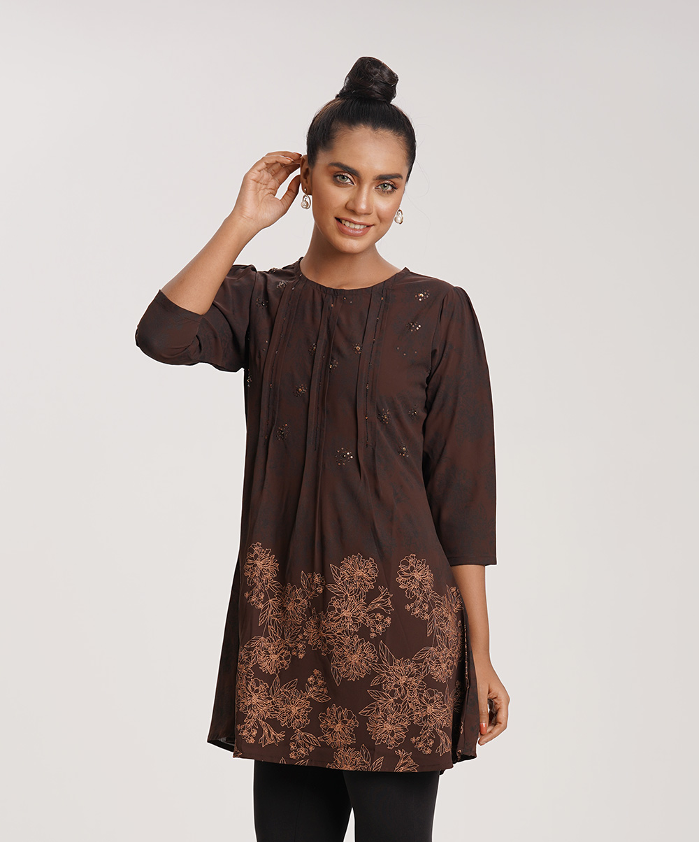 Dark brown sequined Tunic